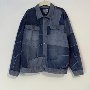 NOIZ UNLIMITED Vintage 90s Y2K Denim Patchwork Jean Jacket Size 3X 3XL